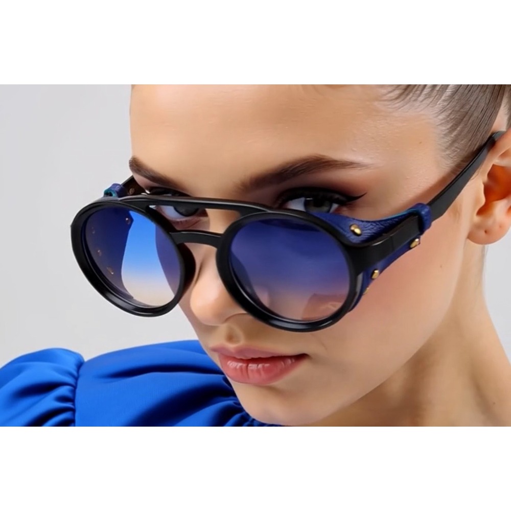 Sunglasses Blue Lens Gafas De Sol Lentes De Moda Para Mujeres Moderno Elegante